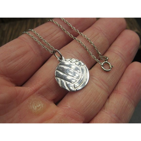 16 Inch Sterling Silver Volleyball Pendant Necklace - Picture 3 of 7